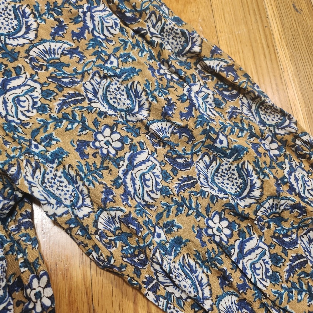 Faherty Noami Floral Boho Peasant Blouse With Fairfield Border - Picture 7 of 10